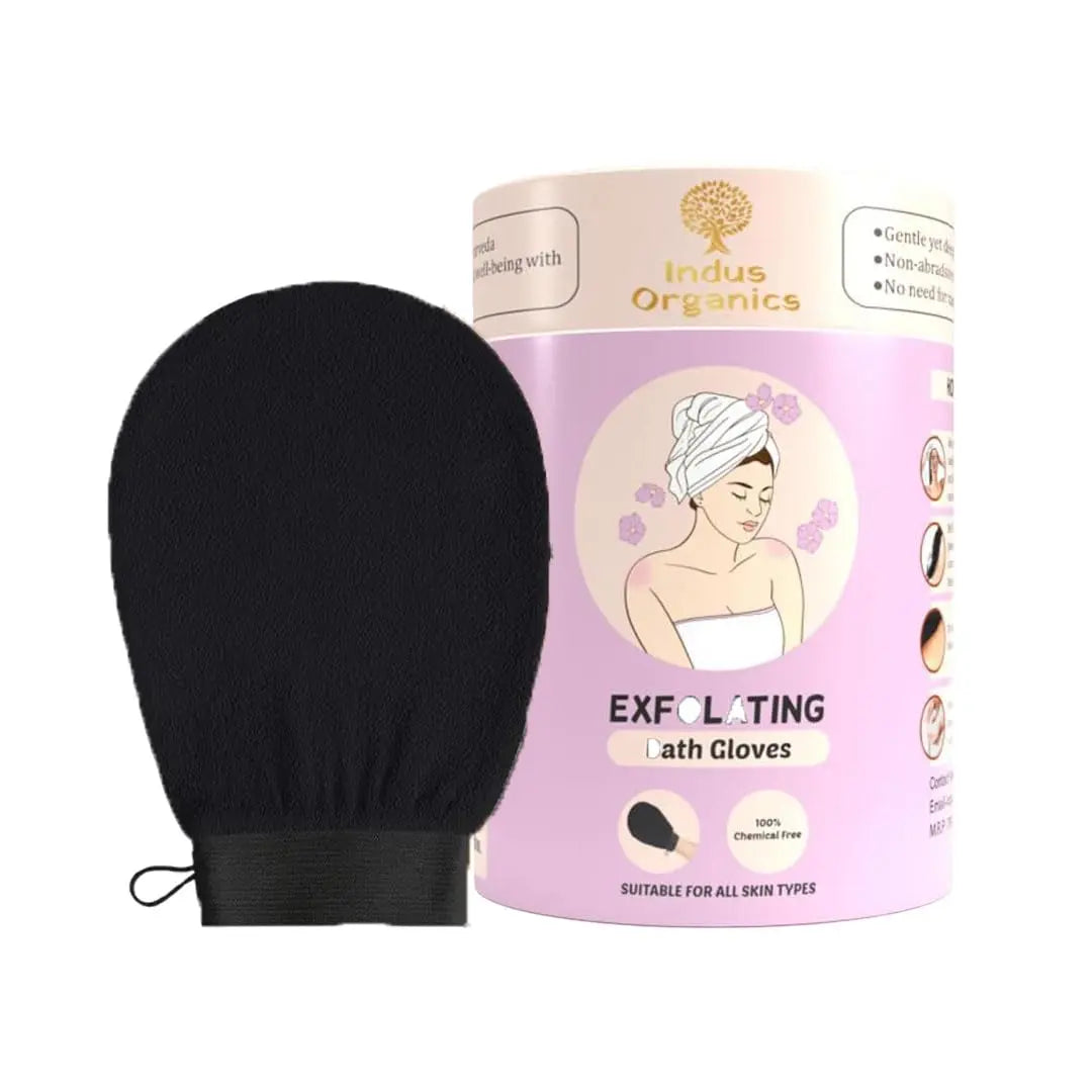 Bathing glove,Exfoliating Glove - Pure Viscose Fibre, Tan Removal for Face and Body,Triple-Layered Indus Organics