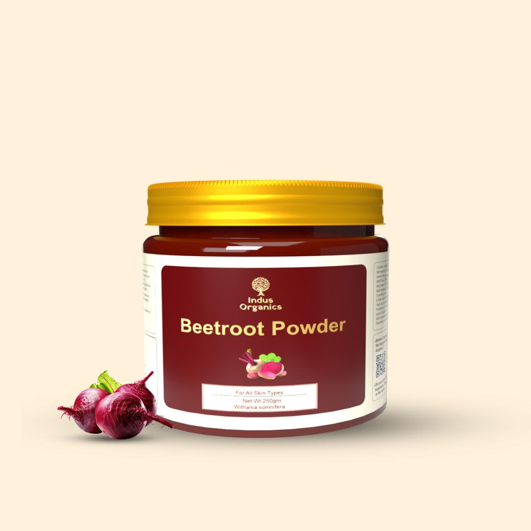 Indus Organics beetroot powder 250gm for face | lips | hair | drinking | Eating | immunity | Pre -Workout | Improves Heart Health & Support Blood Pressure Level
