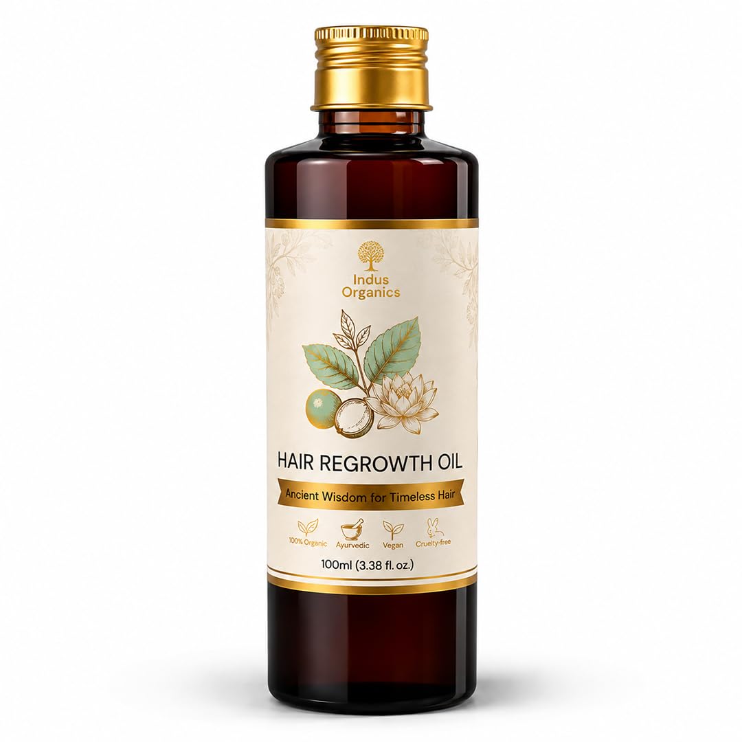 Indus organics Hair ReGrowth Oil | 96% Saw new Growth Promotes Hair Growth & Stimulates Hair Follicles | For Men & Women | 100ml