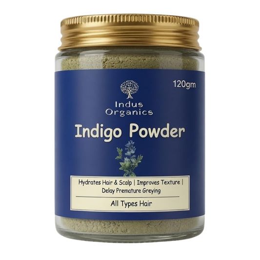 Indigo Powder for Hair Natural Herbal Plant Based Hair Color Chemical Free Dye Powder 120g | Glass jar