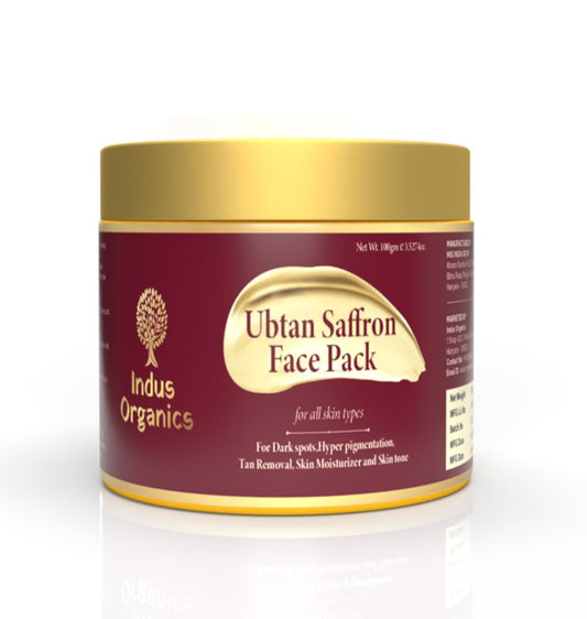 Indus Organics Ubtan Saffron Face Pack/Face Mask for Glowing Skin, detan pack for tan removal & Hyperpigmentation, Dark Spots & Radiant Complexion |100 ml |