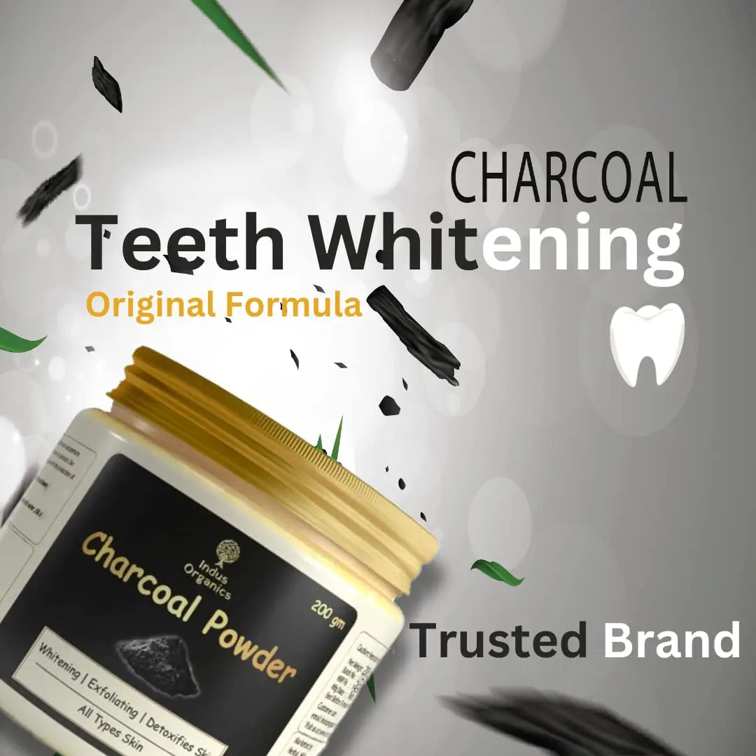 Charcoal powder for face and teeth whitenening Indus Organics