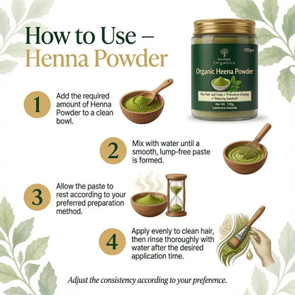 Indus Organics Heena/Henna Powder for Hair 120 gm | Mehndi | Fights Premature Greying & Long Lasting Henna | Natural Hair Dye |