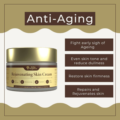 Indus Organics Rejuvenating Skin Cream, Anti-Aging Cream for women, Moisturizing, Forming & Smoothing, Wrinkle Lift | 50 gm |
