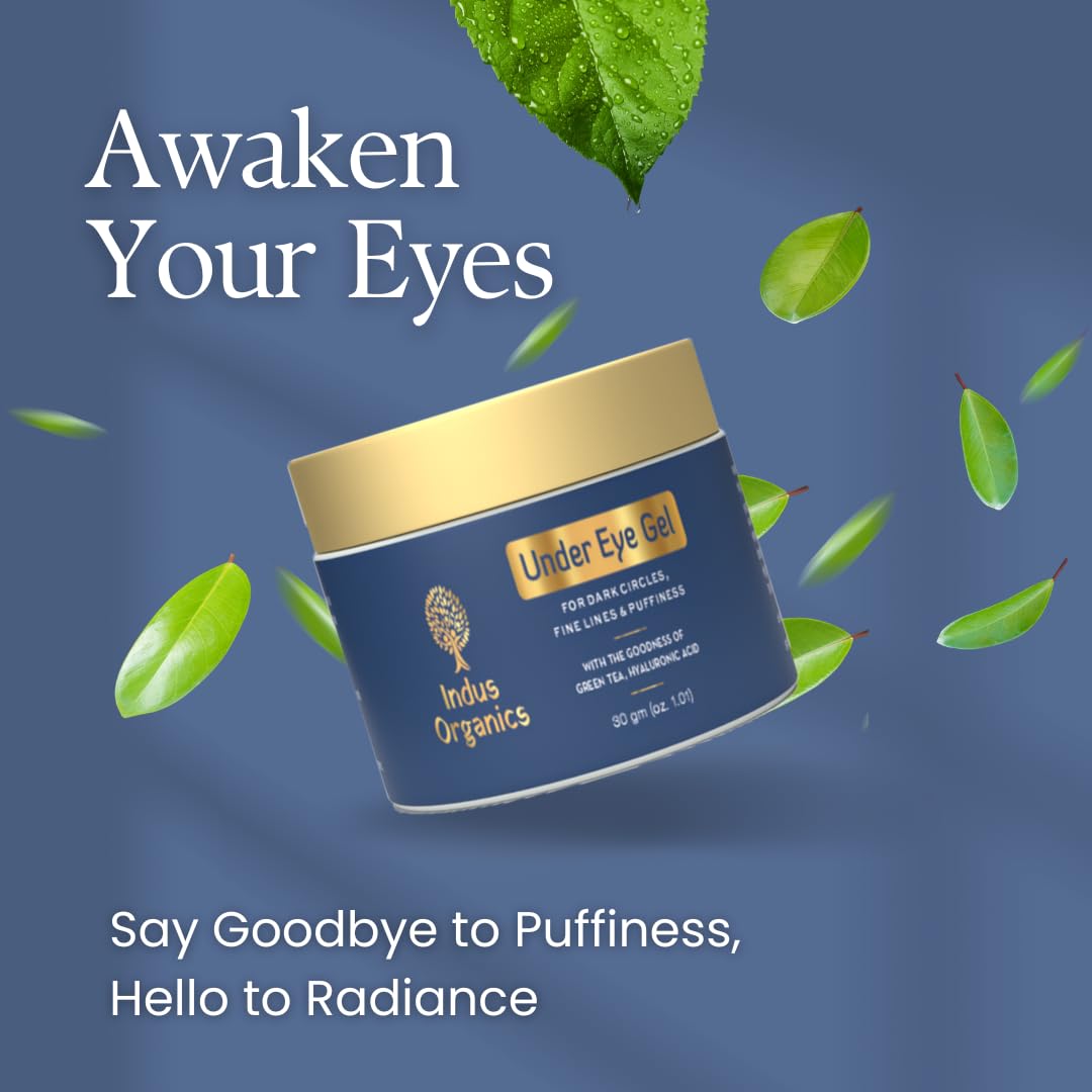Indus Organics Under Eye Cream Gel for Dark Circles, Puffy Eyes, Wrinkles & Removal of Fine Lines for Women & Men, 30 gm