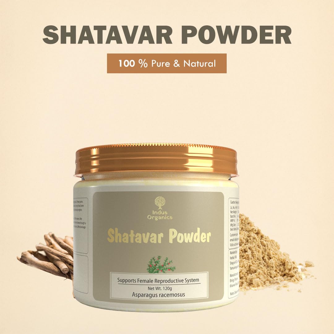 Indus Organics Shatavari Powder | Promotes Breast Milk Production | for Rejuvenative Vata and Pitta | Balance Women's Hormones |Good for Digestion & Reproductive System | Pure and Natural Ayurvedic Herb | for Women | Health and Wellness | Supports Menstru