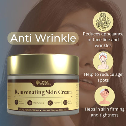 Indus Organics Rejuvenating Skin Cream, Anti-Aging Cream for women, Moisturizing, Forming & Smoothing, Wrinkle Lift | 50 gm |
