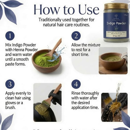 Indigo Powder for Hair Natural Herbal Plant Based Hair Color Chemical Free Dye Powder 120g | Glass jar