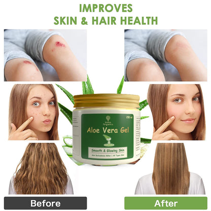 Indus Organics Aloe Vera Gel for Skin and Hair 250 ml | Hydrating, Moisturizing, Soothing Skin | Multipurpose Gel |