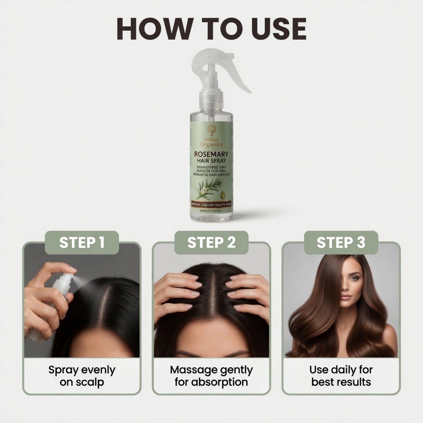 Indus Organics Rosemary Water Spray for Hair Growth  | Hair Growth Expert | Hair Spray for Regrowth | 200 Ml