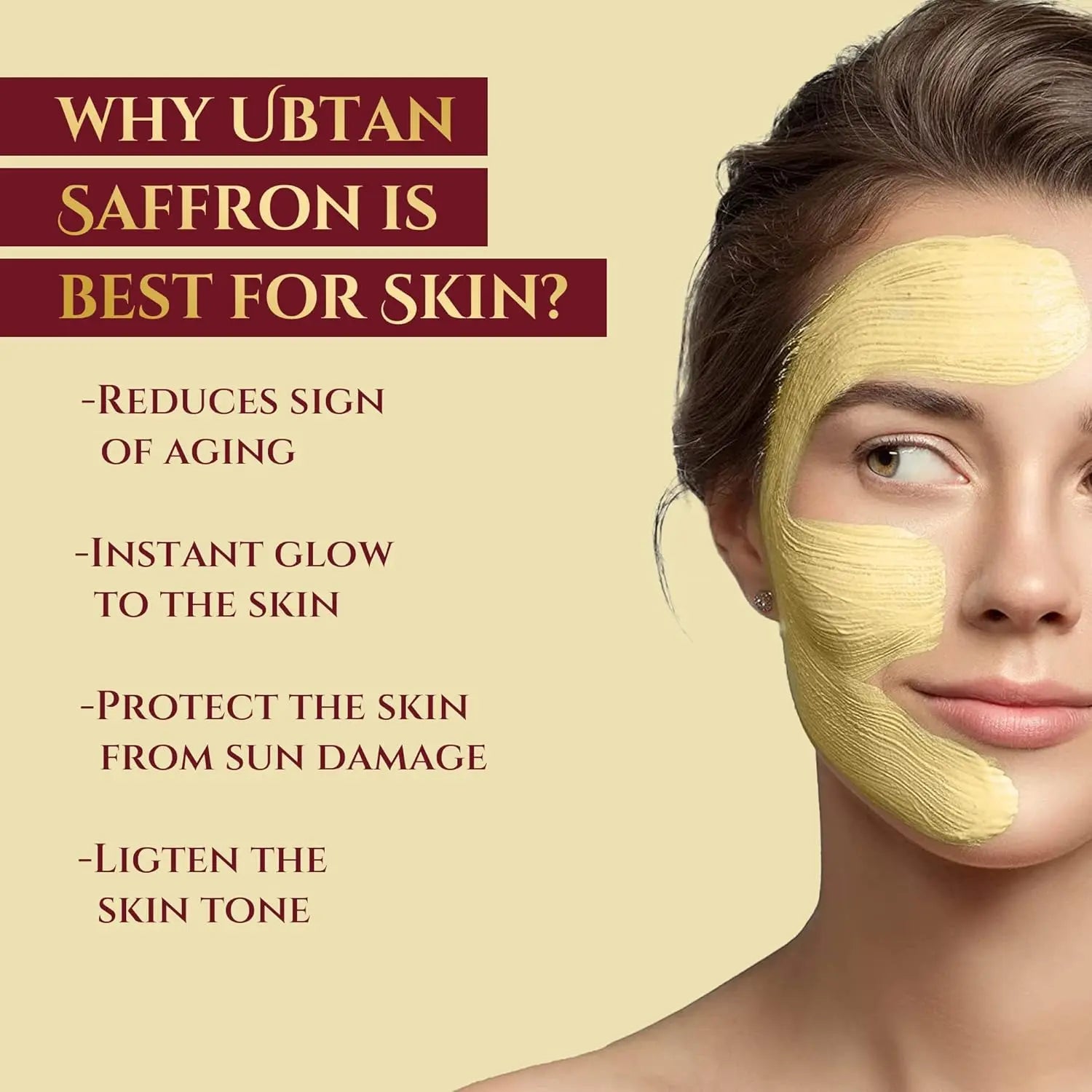 Ubtan Saffron Face Mask for Glowing Skin, for tan removal & Hyperpigmentation Indus Organics