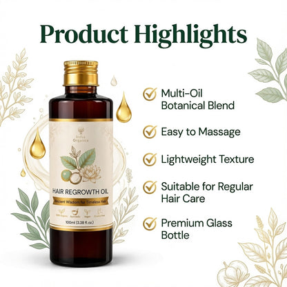 Indus organics Hair ReGrowth Oil | 96% Saw new Growth Promotes Hair Growth & Stimulates Hair Follicles | For Men & Women | 100ml