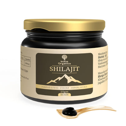 Indus Organics Pure Himalayan Original Shilajit/Shilajeet Resin (25gm) for Men and Women | Strength | Stamina | Focus | Vitality | Performance | Immunity Booster Supplement | Certified |