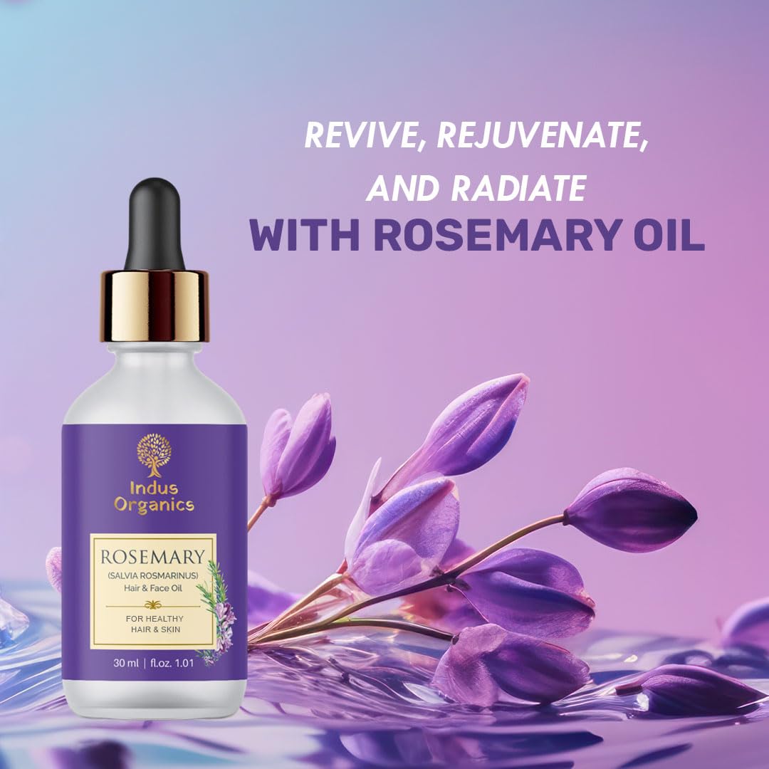 Indus Organics Rosemary Essential Oil 30 ml |Helpful for Hair Growth | Hydrates Skin | Hair Strengthen & Scalp Nourishment | 100% Pure and Natural Oil |
