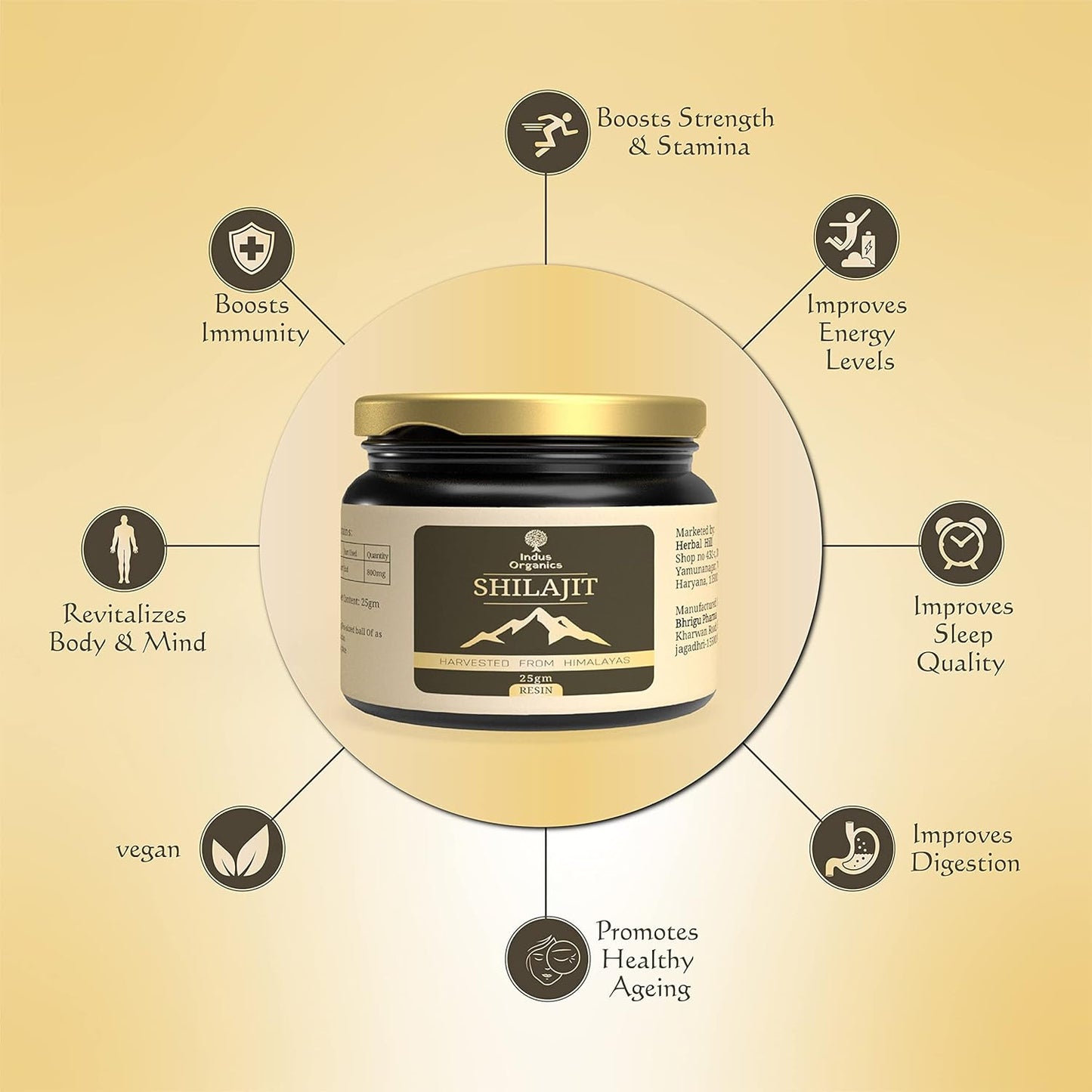 Indus Organics Pure Himalayan Original Shilajit/Shilajeet Resin (25gm) for Men and Women | Strength | Stamina | Focus | Vitality | Performance | Immunity Booster Supplement | Certified |
